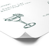 Emerald Green Botanische Handtekening Drinken Poster (Hoek)
