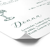 Emerald Green Botanische Handtekening Drinken Poster (Hoek)