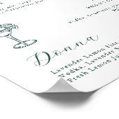 Emerald Green  Botanische Handtekening Drinken Poster (Hoek)