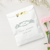 Emerald Green botanische kam monogram bruiloft Bedankzakje (Gezegeld)