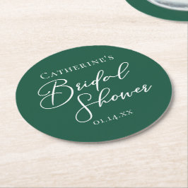 Emerald Green Bridal Shower Personalized Ronde Kartonnen Onderzetter