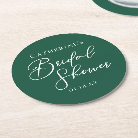 Emerald Green Bridal Shower Personalized Ronde Kartonnen Onderzetter (Gebogen)