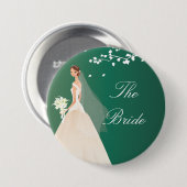 Emerald Green Bride Bridal Party Button (Voorkant /achterkant)