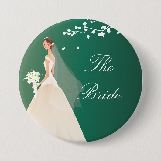 Emerald Green Bride Bridal Party Button (Voorkant)