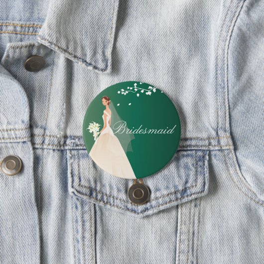 Emerald Green Bride Bridesmaid Bride Party Button (In situ)
