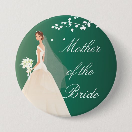 Emerald Green Bride MOB Bridal Party Button (Voorkant)