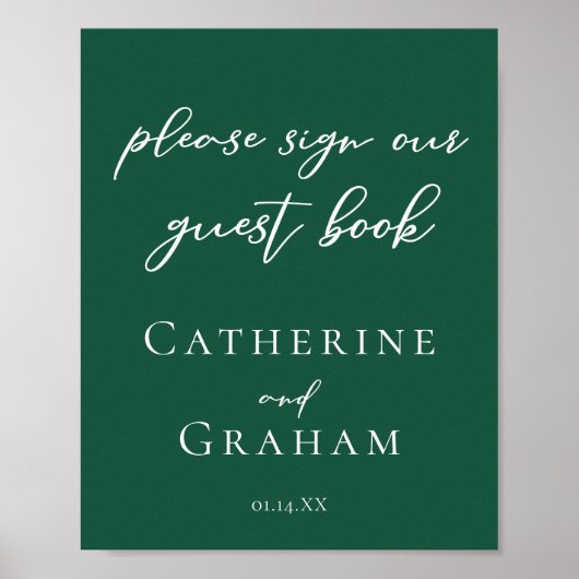Emerald Green bruiloft teken ons gastenboek Poster (Voorkant)