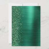 Emerald Green Brushed Metal Script Bewaar de datum Aankondiging (Achterkant)