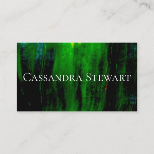 Emerald Green Brushstrokes Verf Vet Visitekaartje (Voorkant)