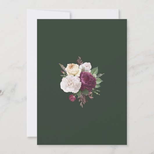 Emerald Green Burgundy Peonies Save the Date Kaart (Achterkant)