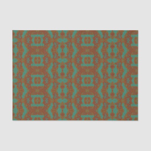 Emerald Green Burnt Oranje gepatterd weefselpapier Tissuepapier (Voorkant)