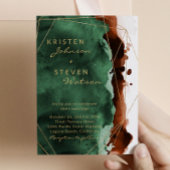 Emerald Green & Burnt Sinaasappel bruiloft uitnodi Kaart