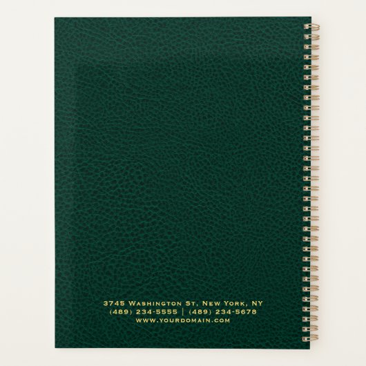 Emerald Green Business Logo en Naam Professional Planner (Achterkant)