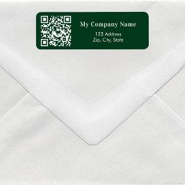Emerald green business qr code return address etiket