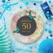 Emerald Green Butterflies op Shabby Pattern Papieren Bordje (Feest)
