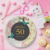 Emerald Green Butterflies op Shabby Pattern Papieren Bordje (Feest)