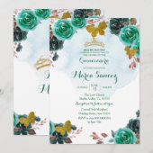 Emerald Green Butterfly Charra Mis Quince Kaart (Voorkant / Achterkant)