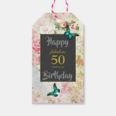 Emerald Green Butterfly op Chic Collage Cadeaulabel (Voorkant)