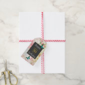 Emerald Green Butterfly op Chic Collage Cadeaulabel (Met Touw)