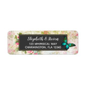 Emerald Green Butterfly op Chic  Collage Etiket (Voorkant)