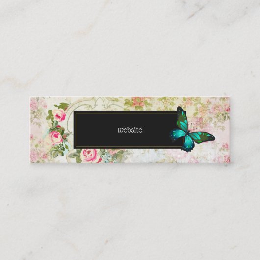 Emerald Green Butterfly op Chic  Collage Mini Visitekaartje (Voorkant)