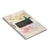 Emerald Green Butterfly op Chic  Collage Notitieboek (Rechterzijde)