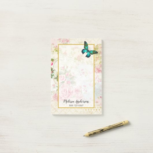 Emerald Green Butterfly op Chic  Collage Post-it® Notes (Op bureau)