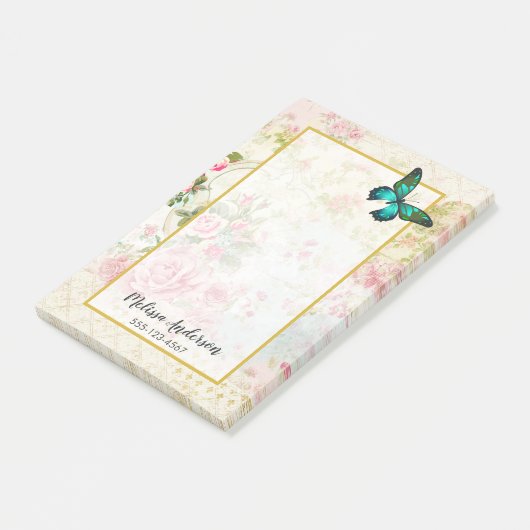 Emerald Green Butterfly op Chic  Collage Post-it® Notes (Schuin)