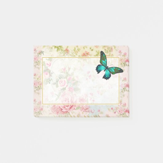 Emerald Green Butterfly op Chic  Collage Post-it® Notes (Voorkant)
