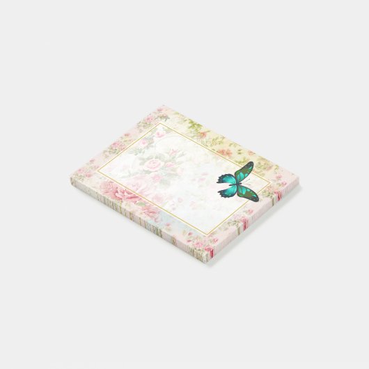 Emerald Green Butterfly op Chic  Collage Post-it® Notes (Schuin)