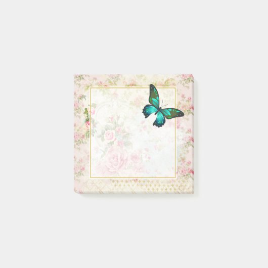 Emerald Green Butterfly op Chic  Collage Post-it® Notes (Voorkant)