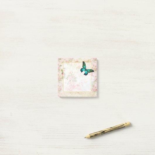 Emerald Green Butterfly op Chic  Collage Post-it® Notes (Op bureau)