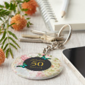 Emerald Green Butterfly op Chic  Collage Sleutelhanger (Zijkant)