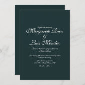 Emerald Green Caligraphy Script Green Wedding Kaart (Voorkant / Achterkant)