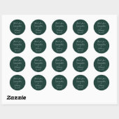 Emerald Green Calligraphy Elegant Couple Wedding Ronde Sticker (Vel)