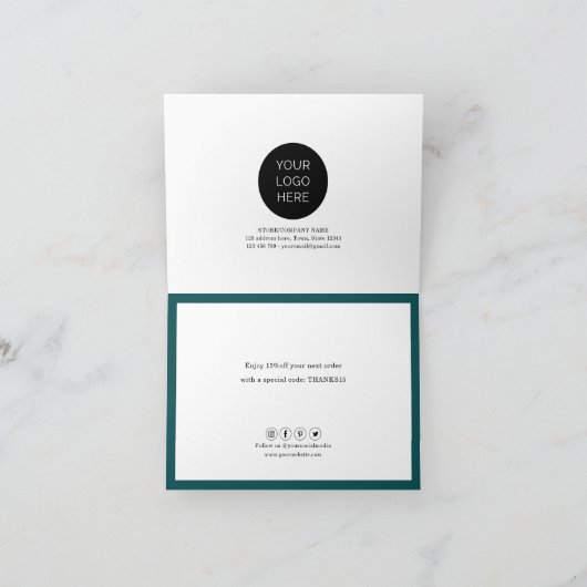 Emerald Green-Calligraphy-Stylish-folded-Business Bedankkaart (Binnen)