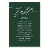 Emerald Green Calligraphy Wedding Seating Chart Kaart (Achterkant)