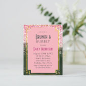 Emerald Green Canyon Roos Art Deco Brunch & Bubble Kaart (Staand voorkant)