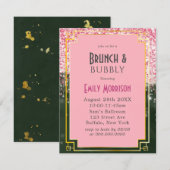 Emerald Green Canyon Roos Art Deco Brunch & Bubble Kaart (Voorkant / Achterkant)