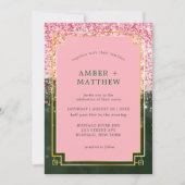 Emerald Green Canyon Roos Art Deco Wedding Invites (Voorkant)