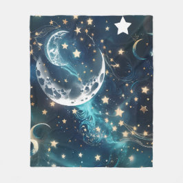 Emerald Green Celestial Moon Blanket – Luxury Seam Fleece Deken