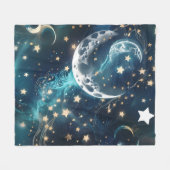 Emerald Green Celestial Moon Blanket – Luxury Seam Fleece Deken (Voorkant (Horizontaal))