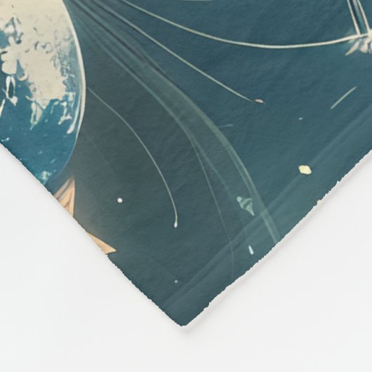 Emerald Green Celestial Moon Blanket – Luxury Seam Fleece Deken (Hoek)