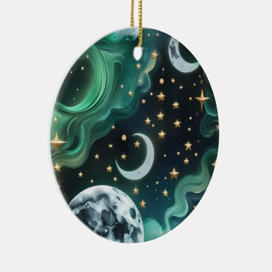 Emerald Green Celestial Moon Phases Ornament (Rechts)