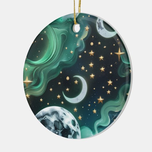 Emerald Green Celestial Moon Phases Ornament (Links)