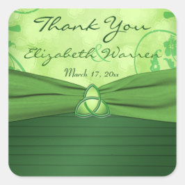 Emerald Green Celtic Love knot Wedding Favor Vierkante Sticker