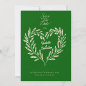Emerald Green & Champagne Gold Heart Bewaar de dat Kaart (Voorkant)