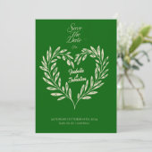 Emerald Green & Champagne Gold Heart Bewaar de dat Kaart (Staand voorkant)