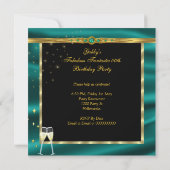 Emerald Green Champagne Heels Birthday Party Kaart (Achterkant)