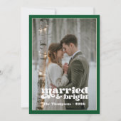 Emerald Green & Champagne Passen getrouwd Kerst Feestdagenkaart (Voorkant)